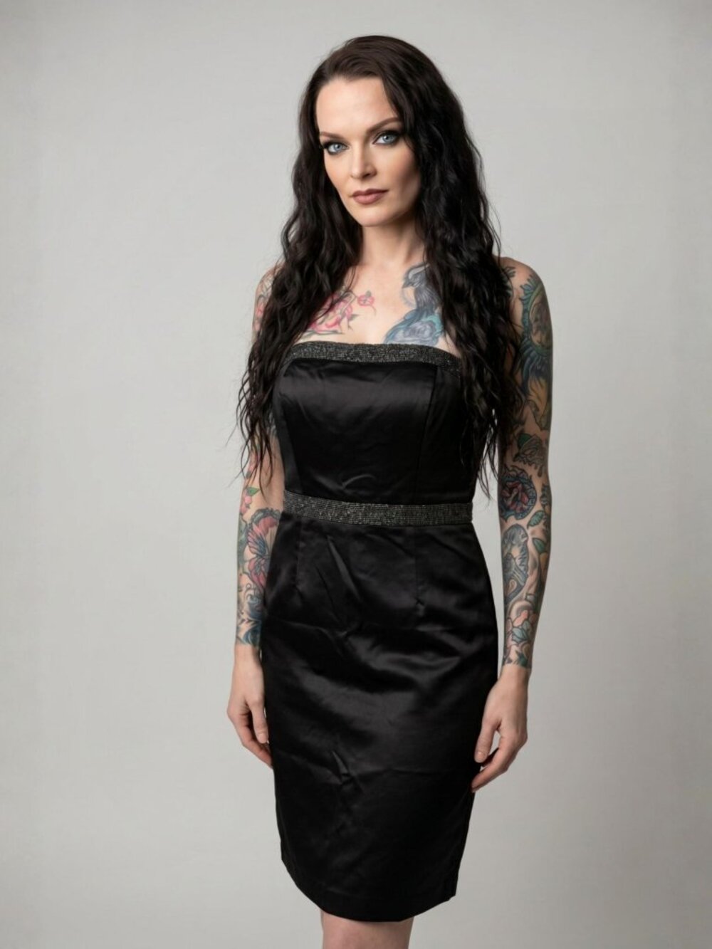 Moda International ✦ Strapless Beaded Trim Cocktail Dress ✦ Black Evening Party